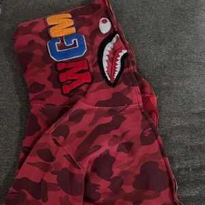 Bape Red Camo Shark Hoodie